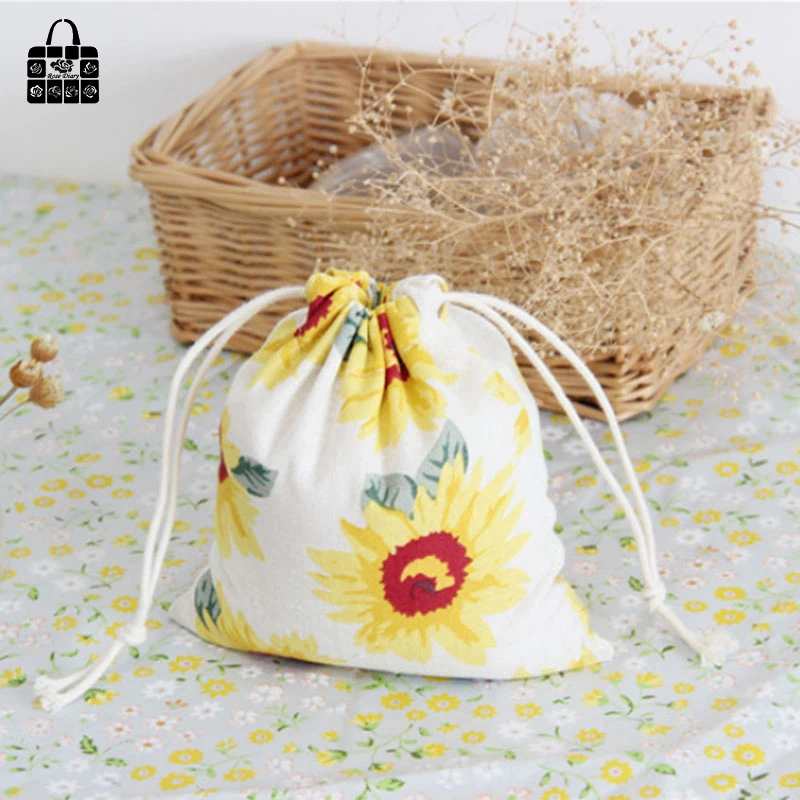 Sunflowers printed 100% cotton bag Travel Accessories Clothes underwear shoes toy Storage Pouch Luggage Packing Organizers | Багаж и сумки