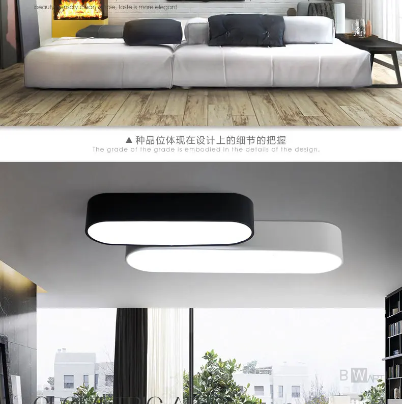 Bwart длинная полоса Овальный Led черный белый Коридор Спальня потолочный Lampara современный потолочный светильник