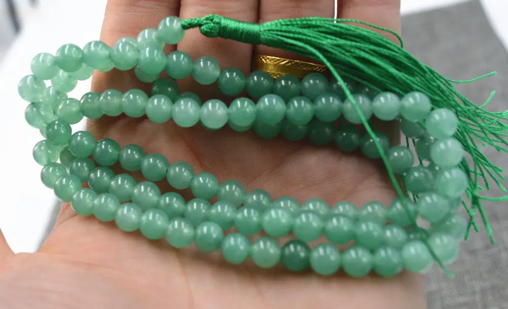 

free shipping new 6mm stone Buddhist Aventurine fine stone 108 Prayer Beads Mala Bracelet Necklace