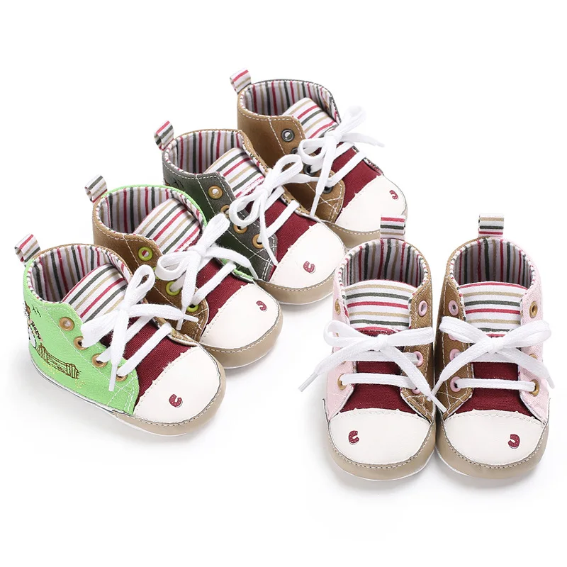 

Baby First Walkers Shoes Canvas Shoes Infant Casual Lace-UP Sport Solid Spring And Autumn Baby Shoes