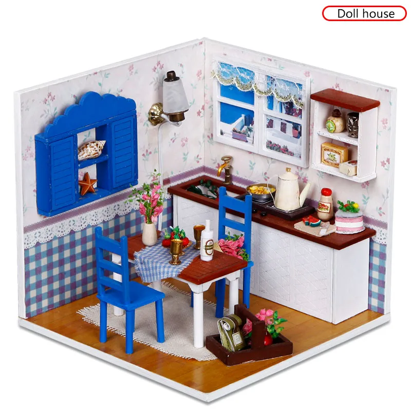 1 PC Dollhouse Теплые Кофе время кукольный дом мебель 3D миниатюры кукольный домик игрушки для детского рукоделия собирать деревянные Кофе дом коробка для детей - Цвет: 1 PC Dollhouse