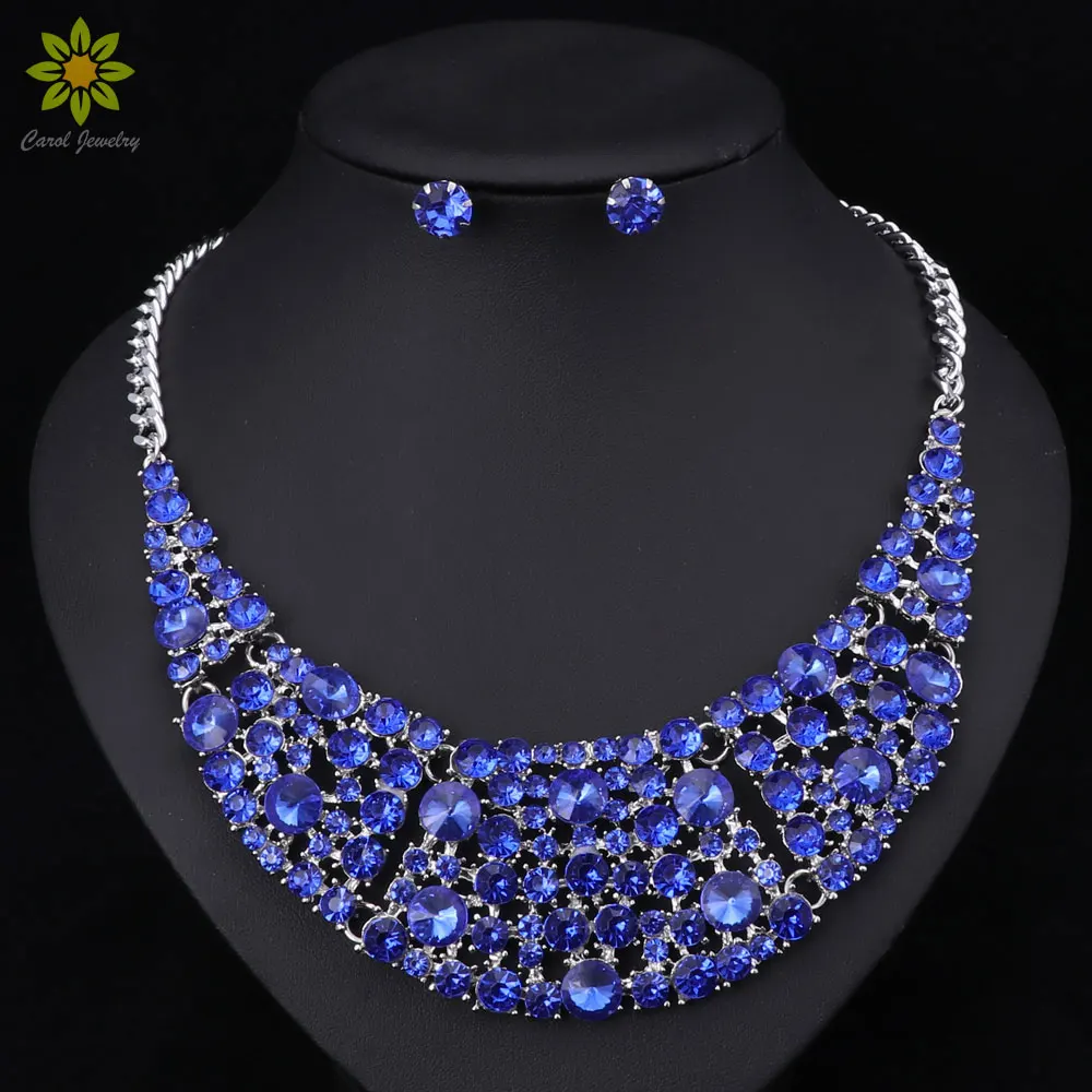 Модные стразы в Дубае Свадебный комплект ювелирных изделий Свадебные вечерние