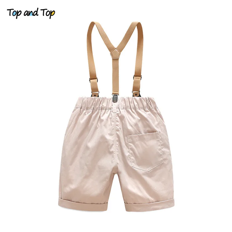 Top and Summer Toddler Baby Boys Clothing Sets Short Sleeve Bow Tie Shirt+Suspenders Shorts Pants Formal Gentleman Suits |