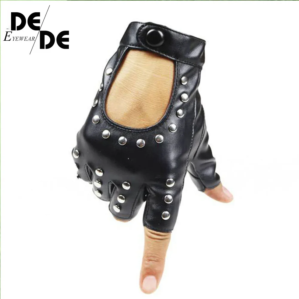 Женские заклепки искусственные перчатки с полупальцами мужские из