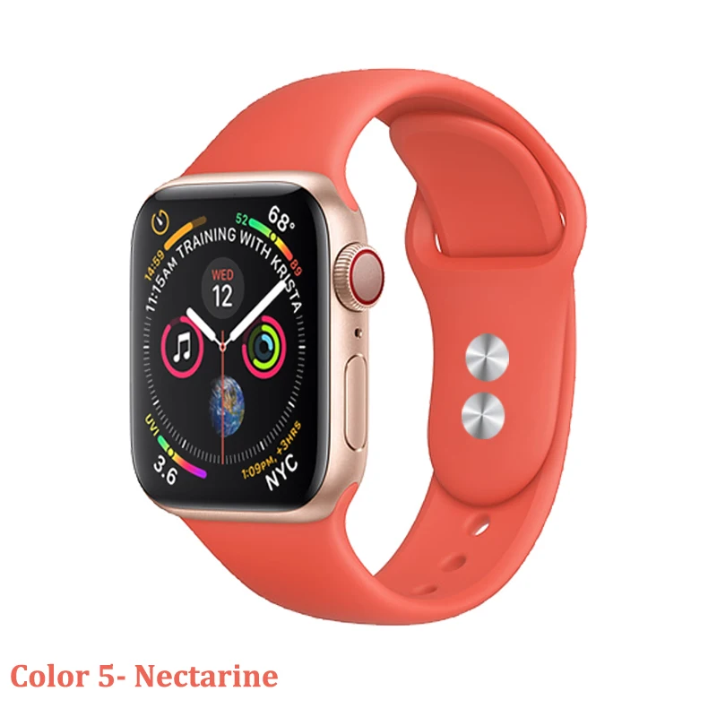 Спорт Силиконовый ремешок для Корреа Apple watch группа 4 44 мм 40 iwatch 3 2 42mm 38 браслет pulseira