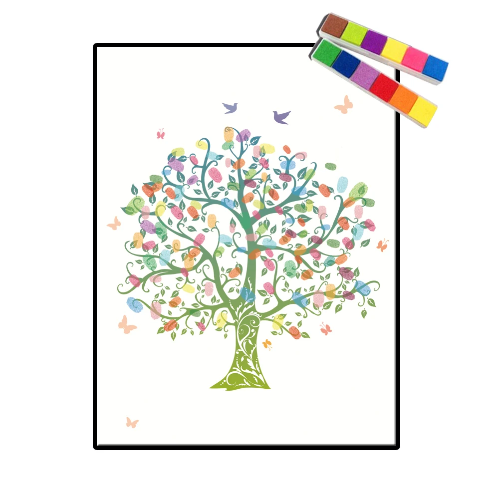 Творческая книга с отпечатком пальца сделай сам для свадьбы дерева гостевая