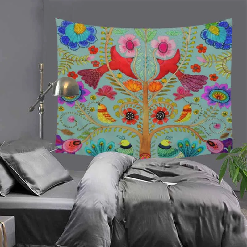 Quality printed flower painting Indian tapestry hippie mandala wall hanging Bohemian bedspread dorm decor carpet 51x60&quot LZJ19 | Дом и сад