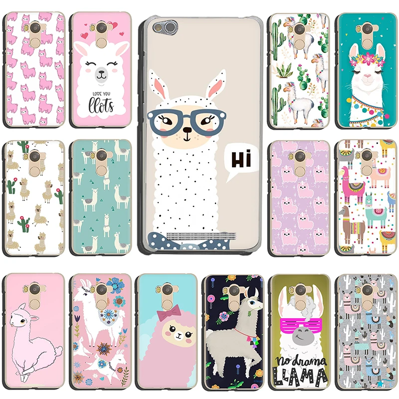 Жесткий чехол Kawaii с милыми ламами и альпаками для Xiaomi Redmi 5A 5 Plus 6A 6 Pro 7 GO Note 4 4X 8