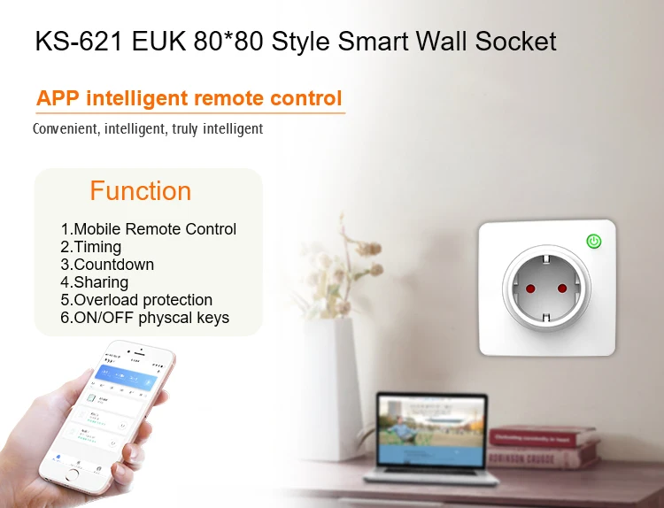 Rillpac KS-621 80*80 ЕС стиль умная настенная розетка подходит Alexa Google ITFFF, Smart Life app, дистанционное управление и функция таймера