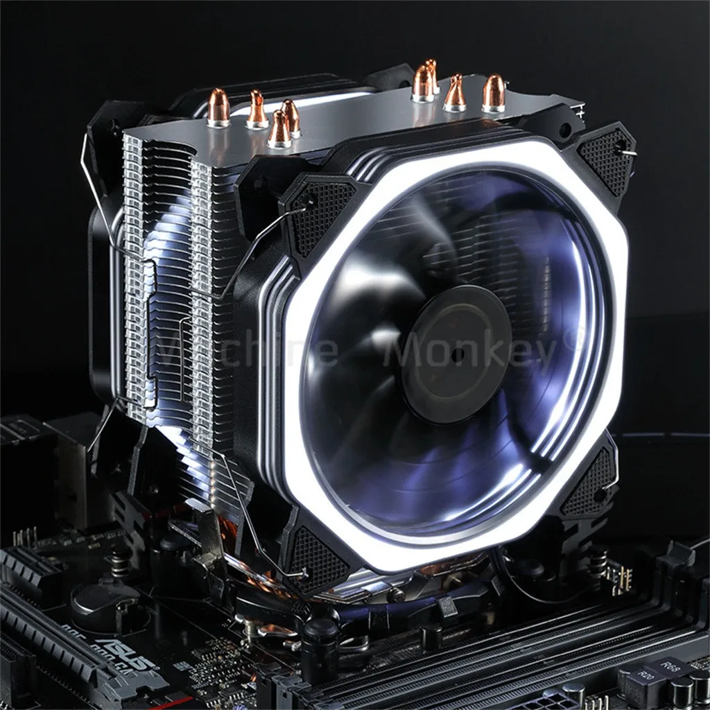Многокрасочный 12В Кулер для компьютерного корпуса с LED-подсветкой, бесшумный радиатор с жидкостным подшипником, вентилятор ЦПУ высокого качества YE3.12 ON.