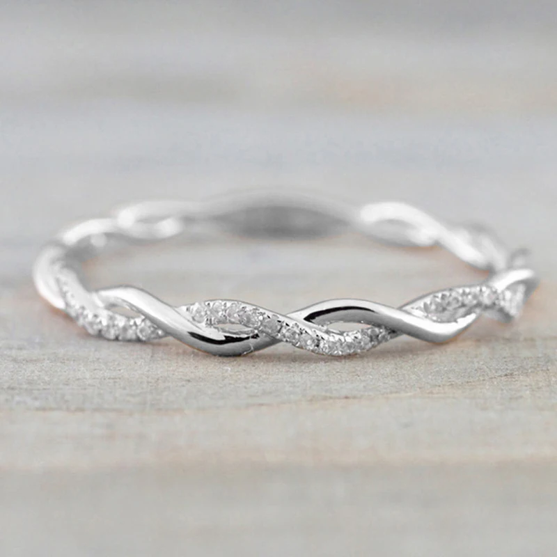 Classical Engagement Ring Women Twisted Shape Stacking Matching Band Anniversary Romantic Wedding Rings Gift | Украшения и