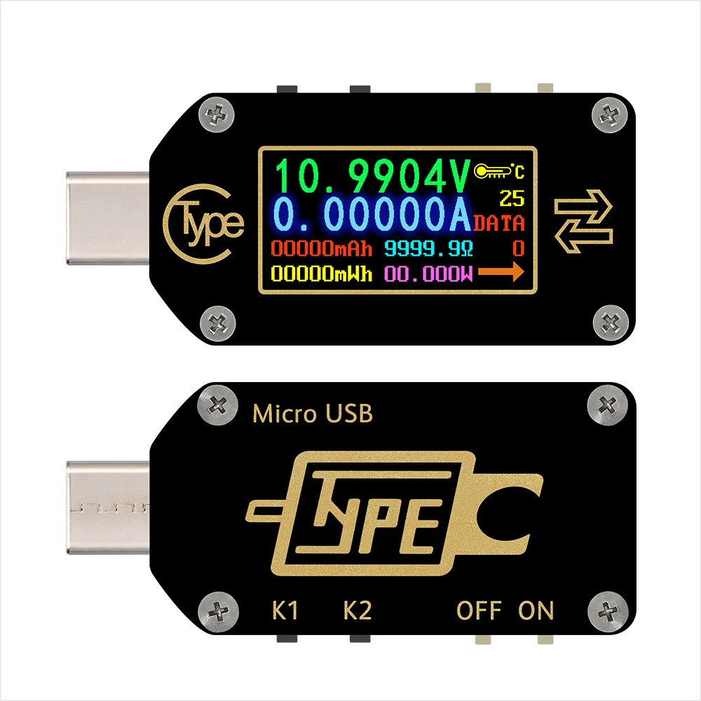 USB-тестер TC66/TC66C с цветным дисплеем USB-C вольтметр амперметр напряжение PD зарядное