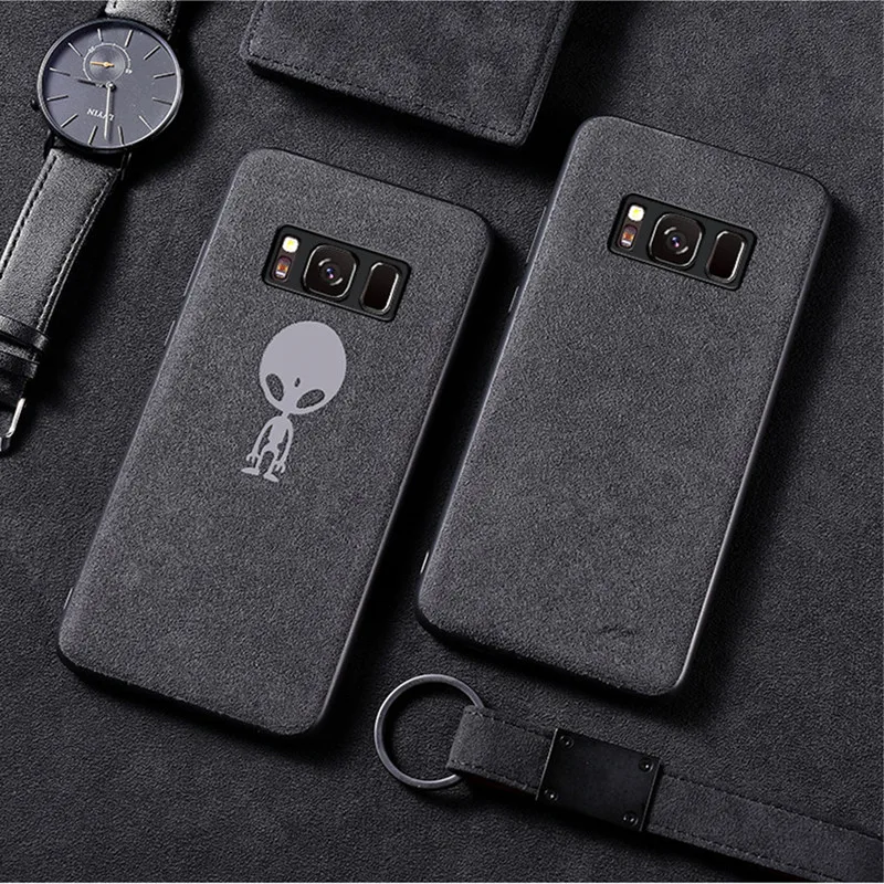 New Alien Bat Pattern Turn Fur Phone Cover Case For Samsung Galaxy S7 S8 S9 Edge Note 8 9 Magician Luxury Car Leather |