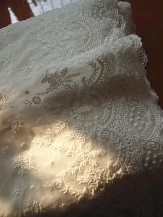 Сетчатое кружево с вышивкой 5 ярдов хлопчатобумажная кружевная ткань цветочным