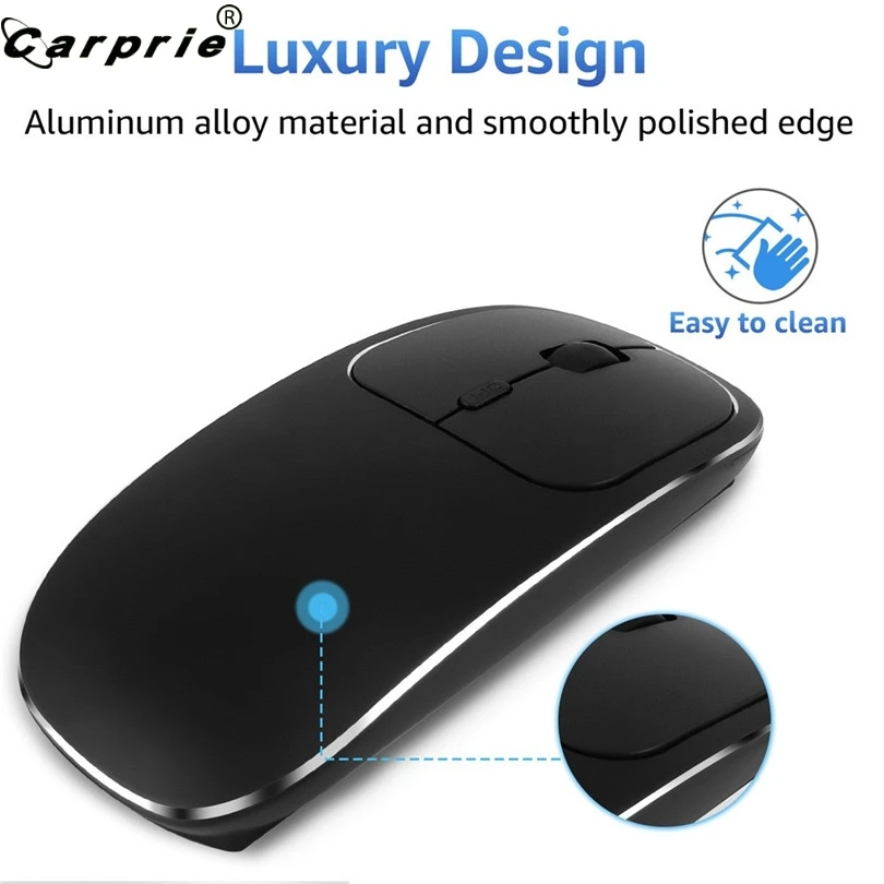 CARPRIE 1 шт. перезаряжаемая Беспроводная Bluetooth-совместимая мышь 2 4 ГГц металлическая