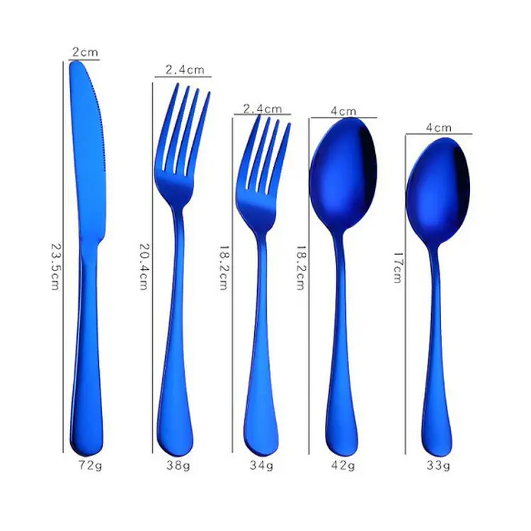 blue 5pcs Высококачественный цветной набор столовых приборов из нержавеющей стали, ложка, вилка, нож, чайная ложка, набор посуды, роскошные столовые приборы, наборы посуды - Цвет: blue 5pcs