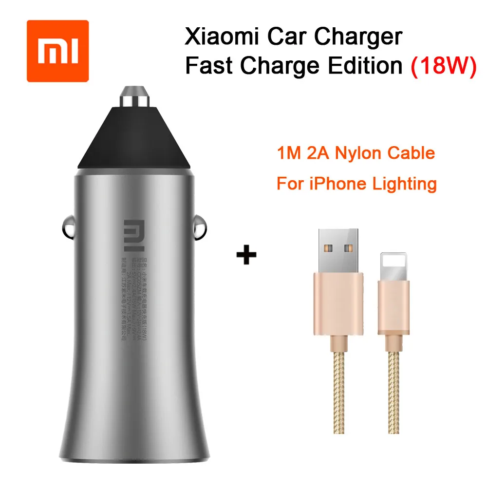 Mi18 Add IOS Cable Оригинальное автомобильное зарядное устройство Xiao mi, быстрая зарядка, 18 Вт, два порта, USB, быстрая зарядка mi, автомобильное зарядное устройство, зарядное устройство для мобильного телефона, для iPhone, samsung - Тип штекера: Mi18 Add IOS Cable