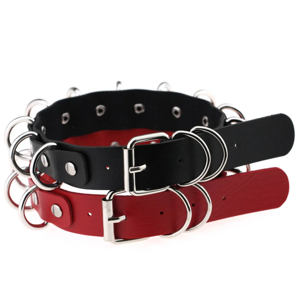 Punk Style Exaggerated Double Leather Necklace Metal Multi-ring Neck Chain Collar European American Hot Creative Women Jewelry | Украшения