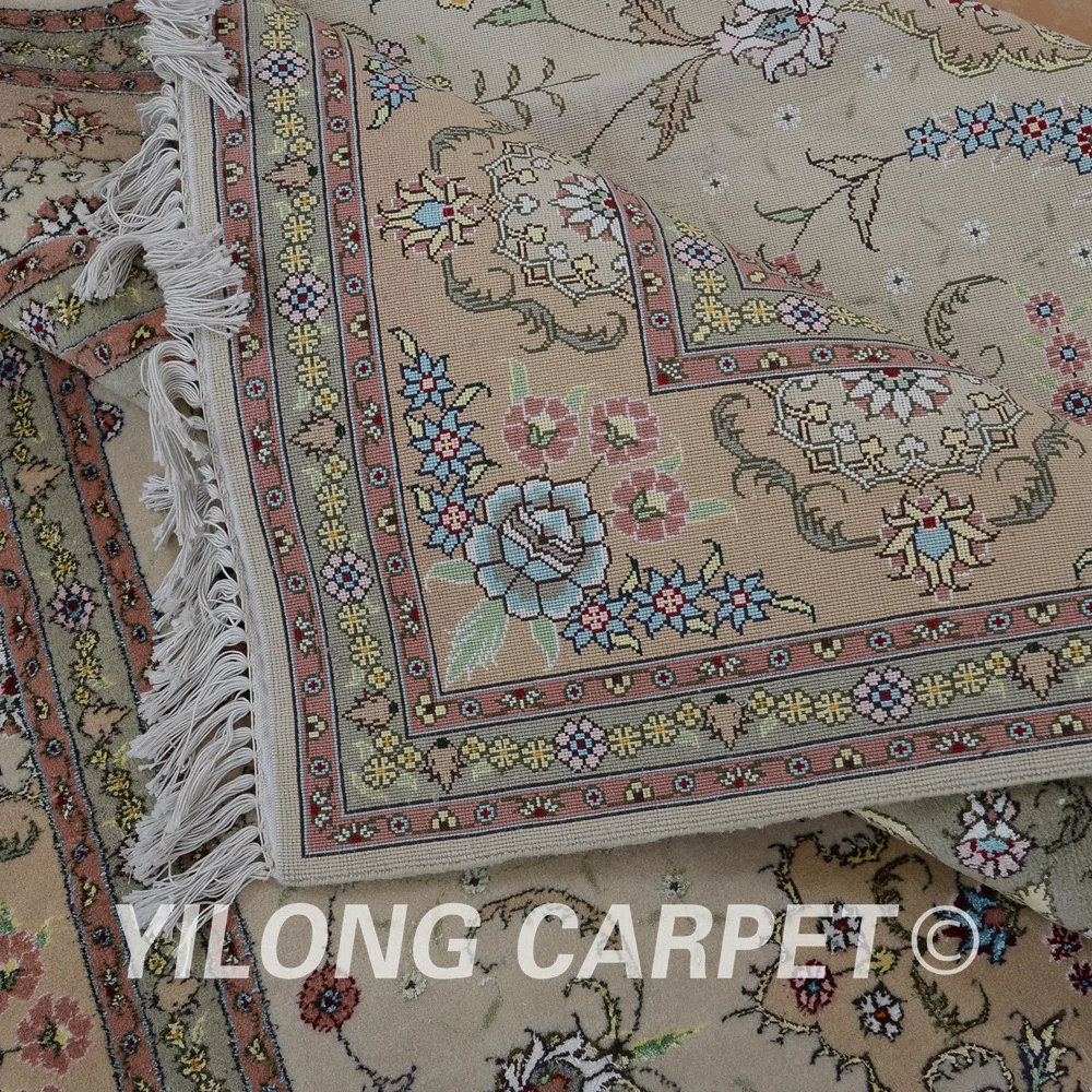 Восточные шерстяные коврики Yilong 6 'x 9' с ручным узлом бежевые толстые