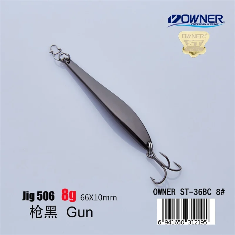 Gun 8g APADA джиггинг 506 язык 8 г владелец тройной крючок 66 мм перо Многоцветный Металлический цинковый сплав рыболовные приманки - Цвет: Gun 8g