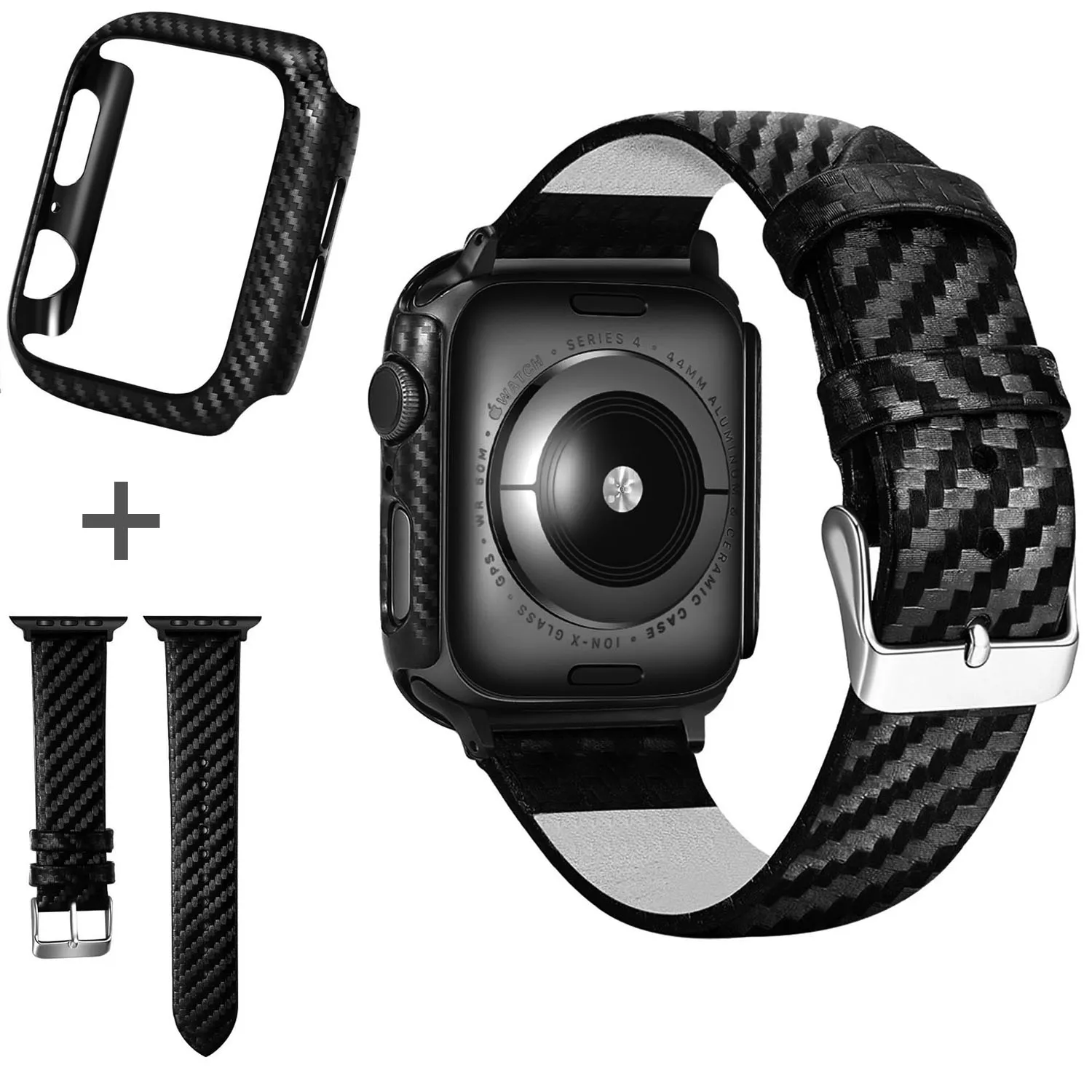 Черный карбоновый защитный чехол для Apple Watch Bands 42 мм 44 38 40 чехлы часов бампер iWatch