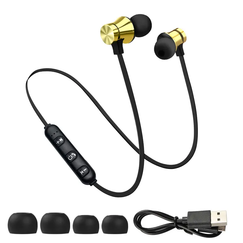 black gold Bluetooth наушники, магнитные притяжения, беспроводные наушники для телефона, Bluetooth 4,2, наушники для Xiaomi, наушники для Meizu sony - Цвет: black gold