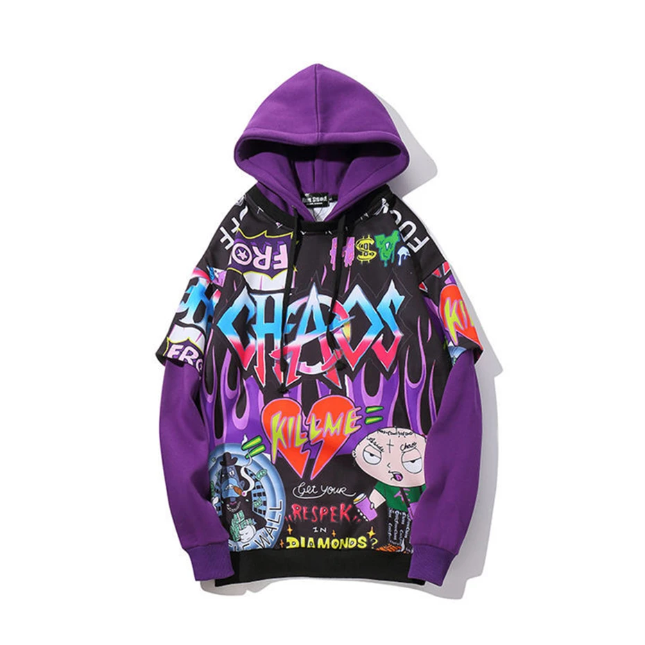 Hip Hop Hoodies Men Women Autumn Winter Letter Graffiti Printed Pullover Hoodie Male Fashion Streetwear Sweatshirts WG343