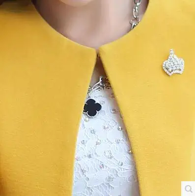 Женское шерстяное пальто женское осенне весеннее с круглым вырезом и открытым