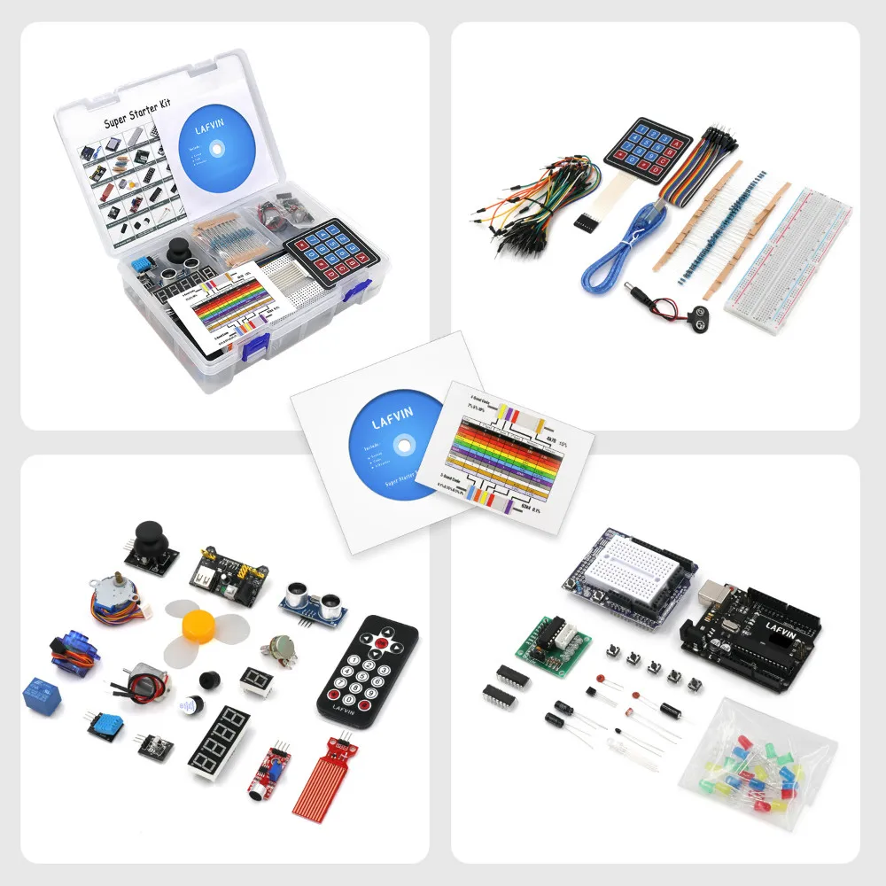 LAFVIN супер стартовый комплект для Arduino UNO R3 включает плату ЖК дисплей 1602 IIC источник