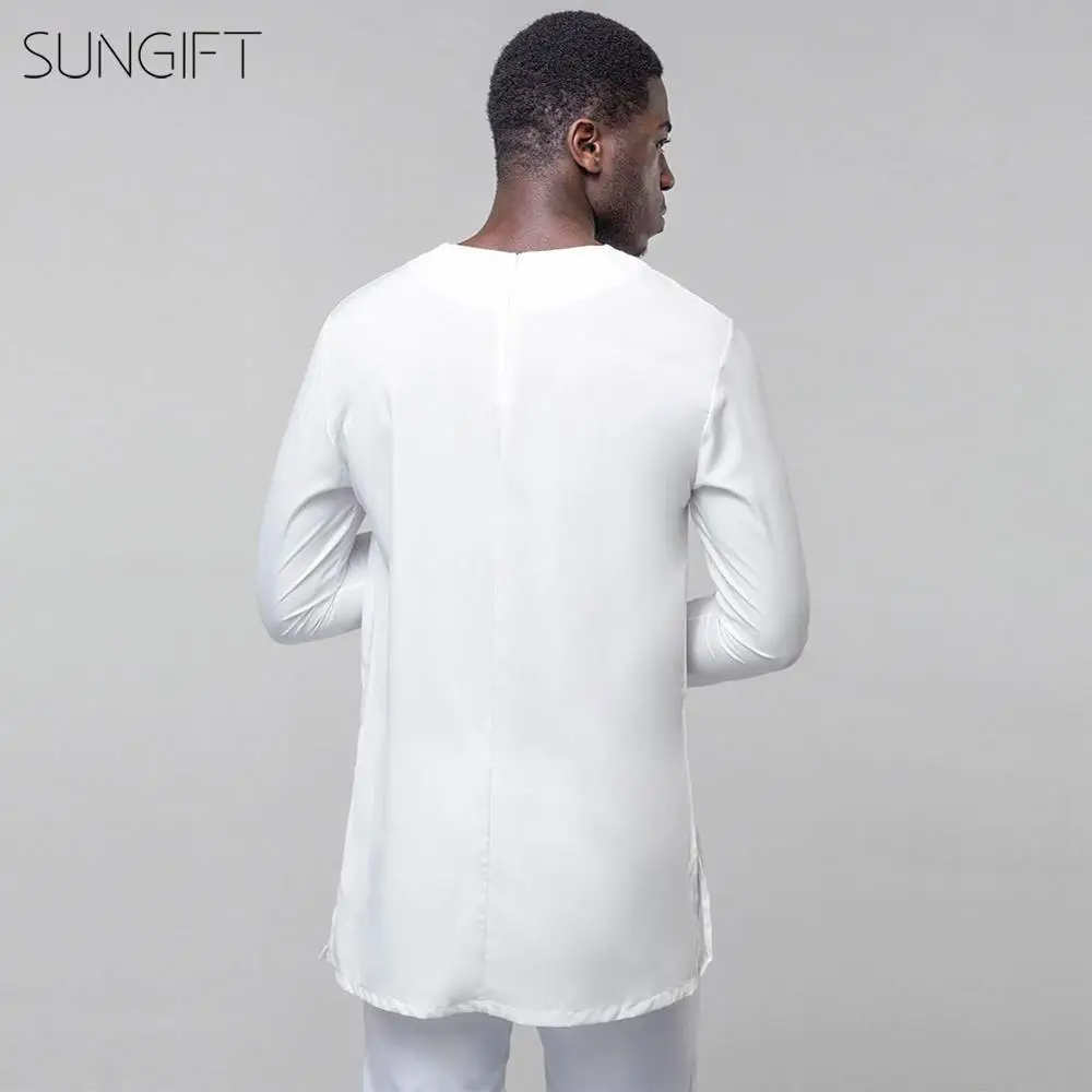 SUNGIFT Африканский Мужской Топ традиционная одежда с длинными рукавами Дашики Круглый Мужской воротник топ повседневная одежда с этническим принтом осенние сезоны