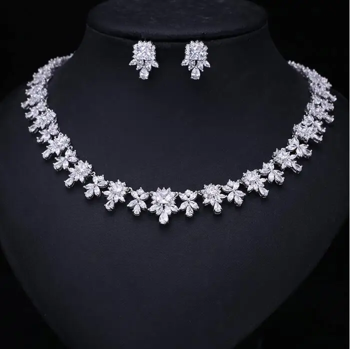 Желтая мода AAA кубический циркон ювелирные наборы серьги/ожерелье продвижение