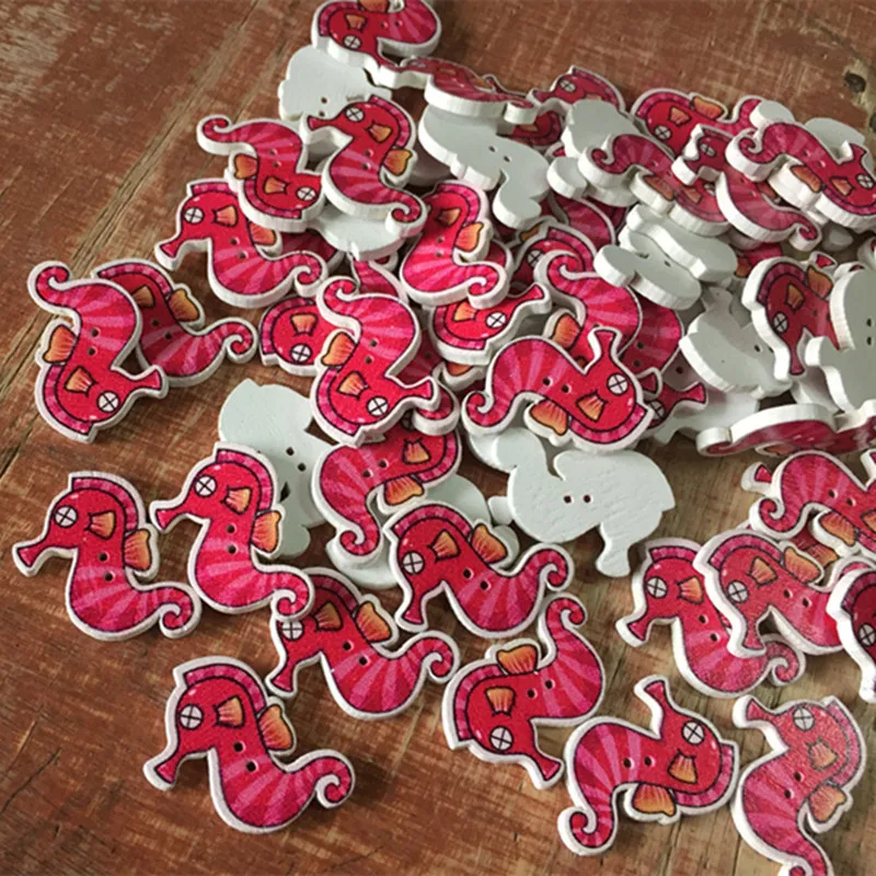 100 Pcs 100 шт деревянные пуговицы с животными рыбками 2 отверстия для скрапбукинга одежда декоративные пуговицы аксессуары для одежды Прямая поставка - Цвет: 100 Pcs
