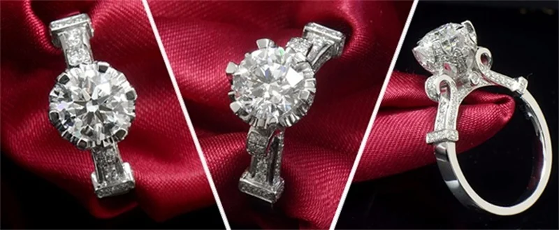 Чистый кольца из стерлингового серебра 925, комплект из покрытого настоящей 1 карат SONA CZ Diamant Обручение кольцо чистого серебра обручальные кольца для Для женщин SJ2902