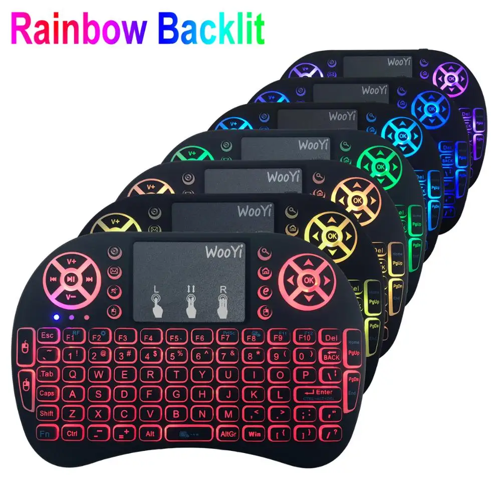 

i8 Backlit 7 color English Arabic 2.4GHz Wireless Keyboard Air Mouse Touchpad Handheld 3 color Backlight i8 for Android TV BOX