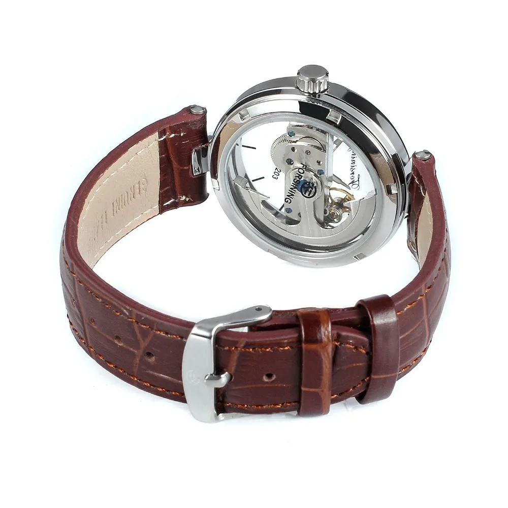 Мужские Винтажные наручные часы скелетоны FORSINING с автоматическим перемещением