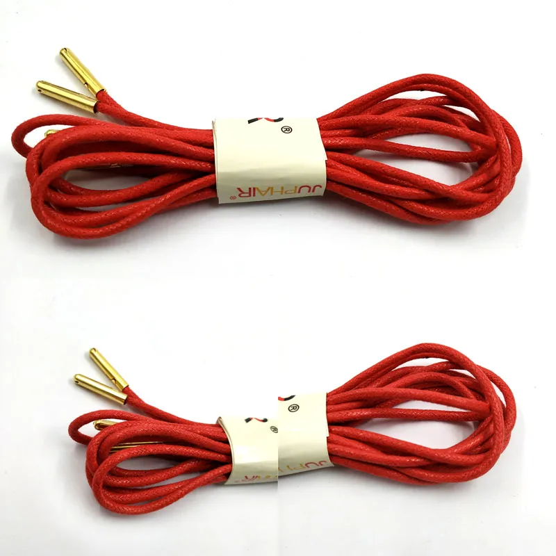05 Red Golden JUPHAIR тонкие Вощеные хлопковые шнурки круглые золотые металлические головы восковая шнурка платье кожаные шнурки для обуви ботинок шнурки для спортивной обуви - Цвет: 05 Red Golden