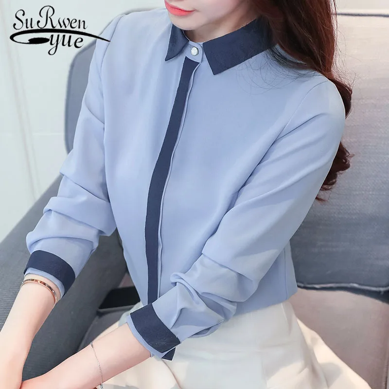 

Женская шифоновая рубашка, белая блузка с длинным рукавом, Женская офисная одежда, 2129 50, весна 2019