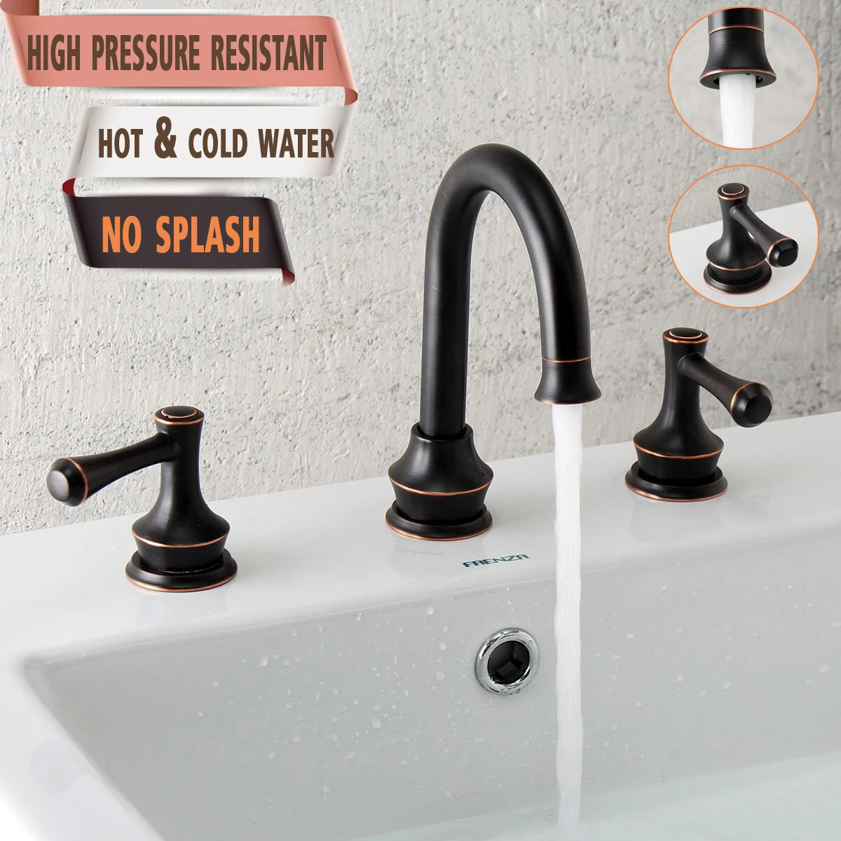 Винтажный латунный кран ORB/хромированный для раковины с двойной ручкой два