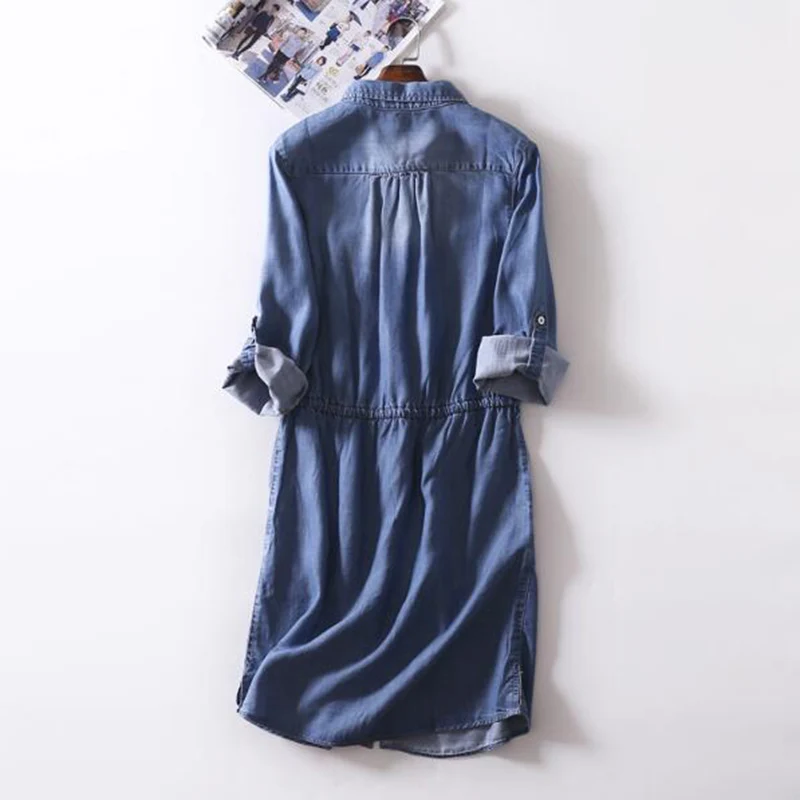 Женское джинсовое платье туника SEDUTMO винтажное вечернее с длинным рукавом модель