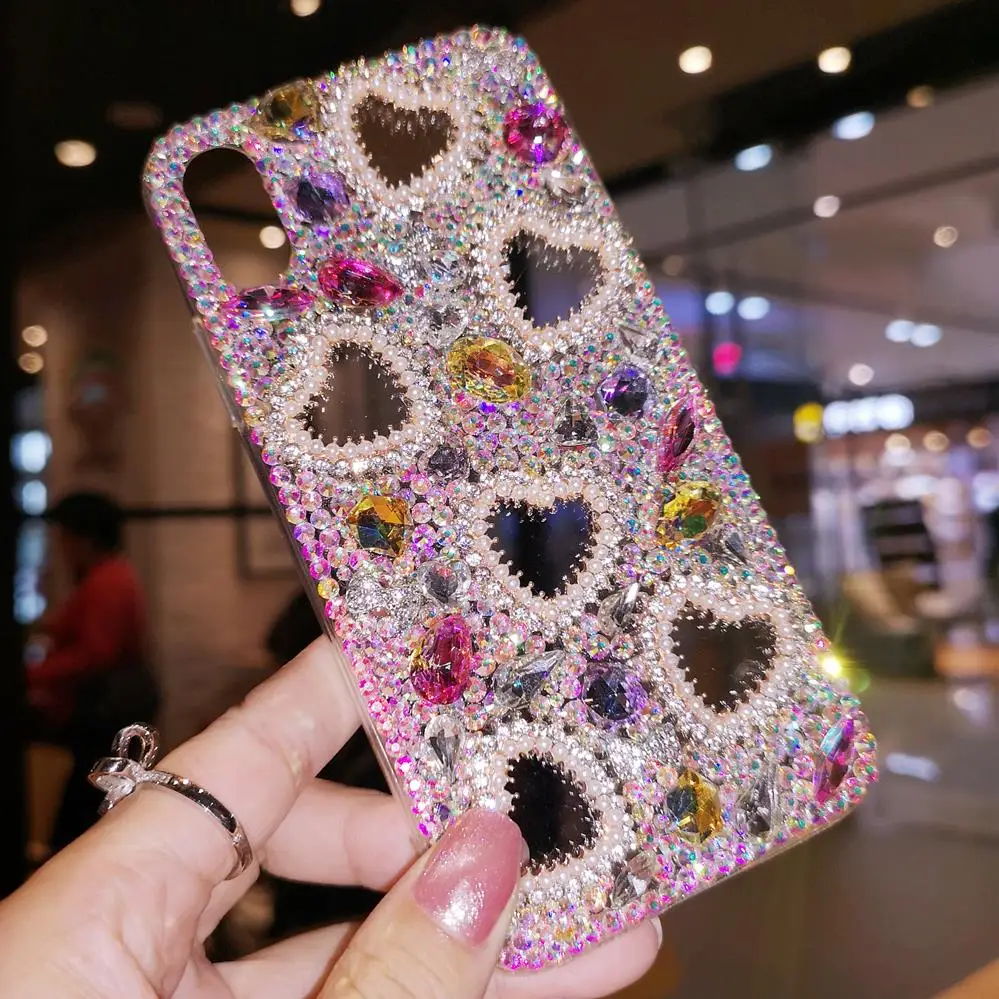 Для iphone XS max XR X роскошный блестящий чехол с кристаллами в виде сердца для iphone 11 pro max 6 7 8 plus, Подарочный чехол для девушек и женщин+ ремешок