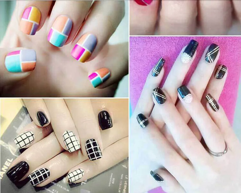 10 Шт./упак. Смешать Цвет Клейкой Ленты Ногтей Полосы Rolls Striping Лента Line Золото