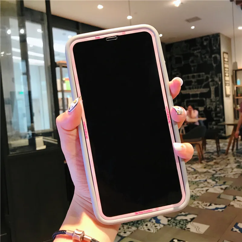 Для iPhone XS max пленка для экрана из закаленного стекла(передняя и задняя)+ мягкий бампер рамка для iPhone X XR мультфильм стекло flim