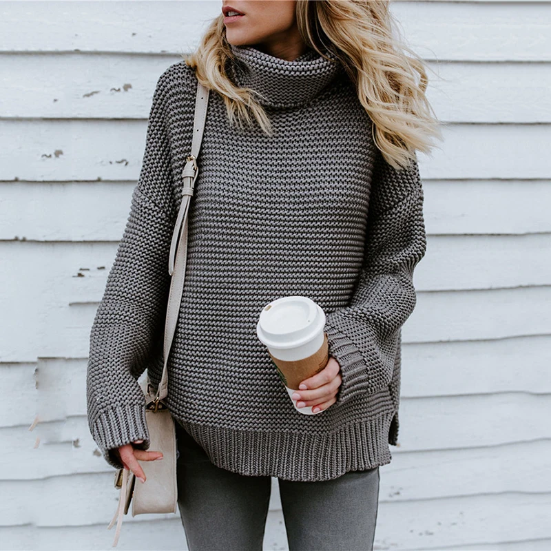 Coarse Pullover Women's Jumper Turtleneck Sweater Female Women Warm thick Winter Cable Knitted Oversized | Женская одежда
