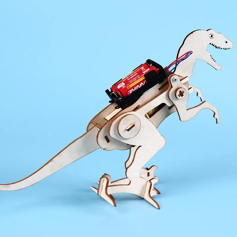 DIY деревянная игрушка электрические динозавры сборочная модель тиранозавра Рекс