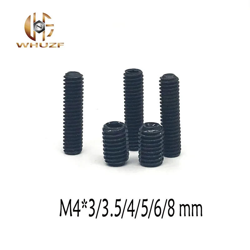 60pcs M4*3/3.5/4/5/6/8 mm Metric Thread groove Black Hex Fastener Socket Cap Head Screws Carbon Steel Screws Nut Headless Nuts