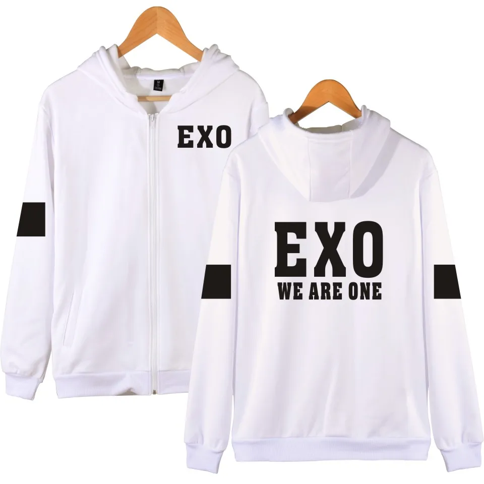 LUCKYFRIDAYF Kpop EXO толстовка с капюшоном Женская Корейская популярная хип-хоп зимняя куртка Модные женские толстовки свитшоты повседневная одежда - Цвет: White