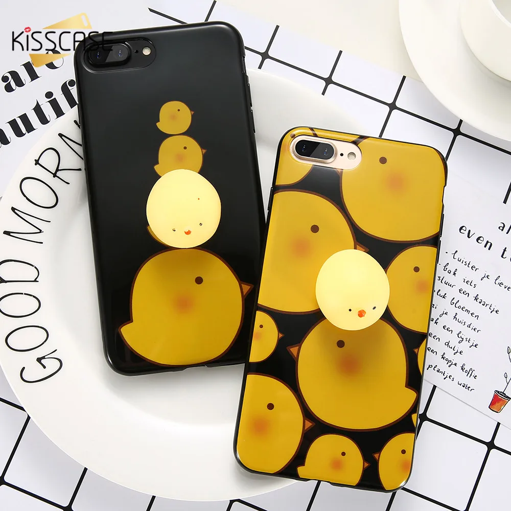 KISSCASE 3D милый чехол курица для iPhone 7 Plus 8 6 6S мягкие чехлы телефонов 5 SE 5S модные на