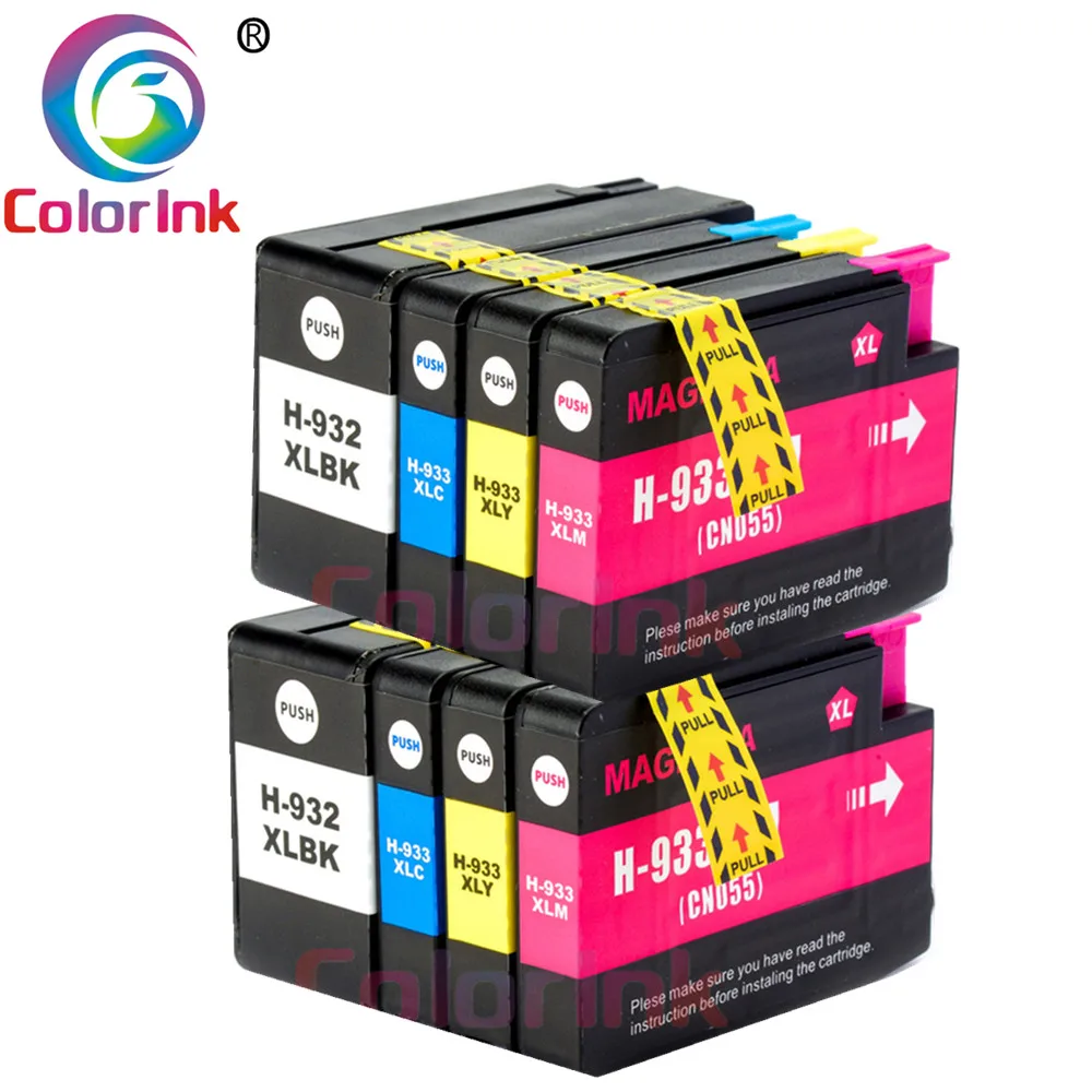 Цвет чернил 8PK чернильный картридж для HP 932XL 933XL Officejet 6100 6600 6700 7110 7610 7612 7510 7512