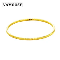 vintage cuff bracelet bangles for women brief real 24k gold color bangles charms bracelet female jewelry 2018 christmas present