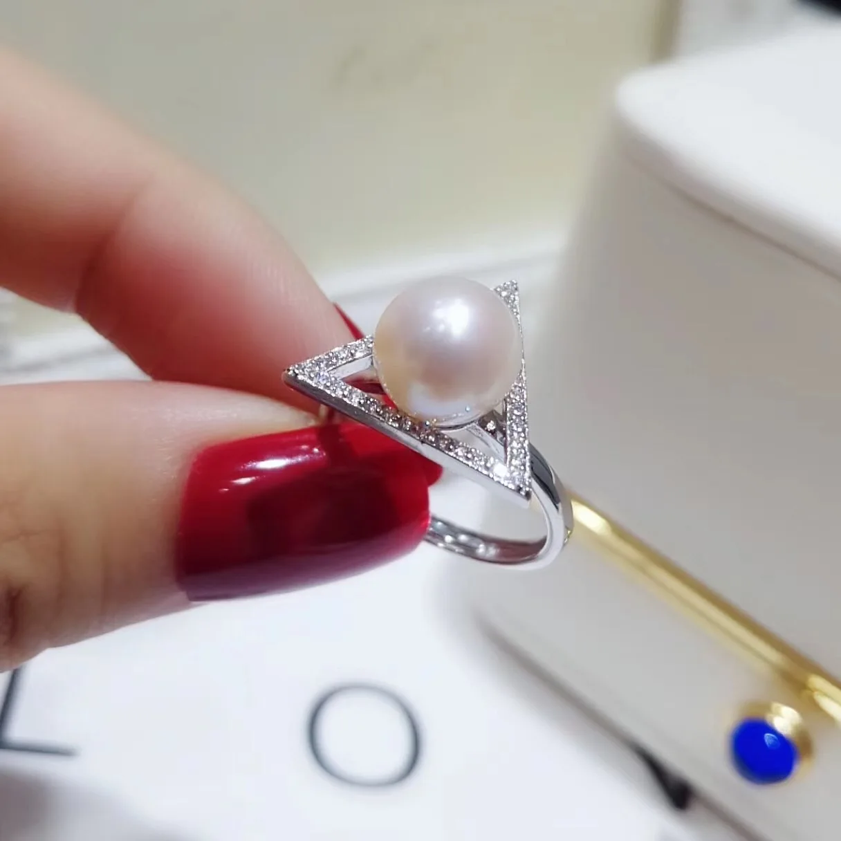Triangle Design Rings Settings S925 Sterling Silver Holder Women DIY Pearl Jewelry Accessory 3Pieces/Lot | Украшения и аксессуары